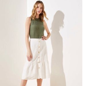 Loft Button Front Midi Skirt | S